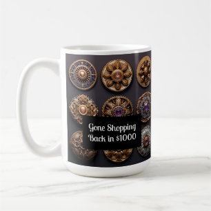 Paarse en gouden naai op Button Magic Day 2 Koffiemok