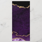 Paarse en gouden nep glitters agaat bruiloft menu (Achterkant)