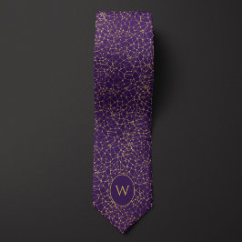 Paarse en gouden neuronen stropdas