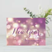 Paarse en gouden nieuwjaarsgroet feestdagenkaart (Staand voorkant)