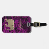Paarse en gouden olifant Elegant Monogrammed Bagagelabel (Voorkant horizontaal)
