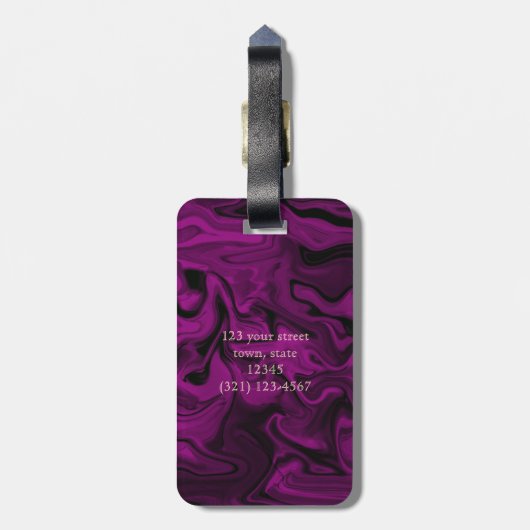 Paarse en gouden olifant Elegant Monogrammed Bagagelabel (Achterkant verticaal)