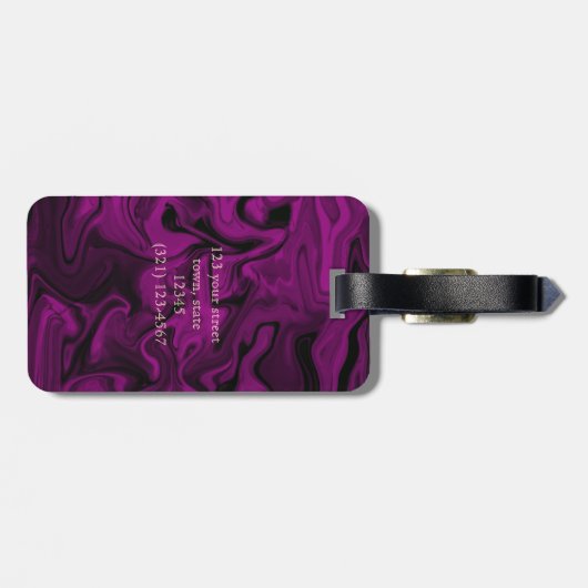 Paarse en gouden olifant Elegant Monogrammed Bagagelabel (Achterkant horizontaal)