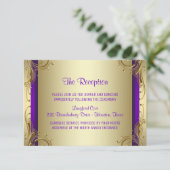 Paarse en gouden ontvangstkaarten informatiekaartje (Staand voorkant)