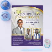 Paarse en gouden opstanding zondagsdienst flyer (Enkel)