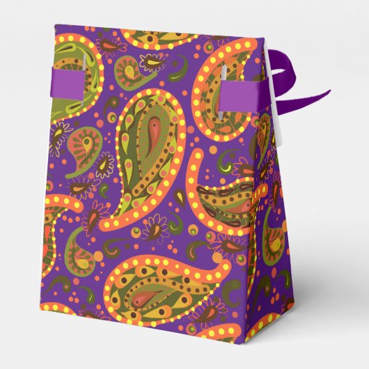 Paarse en gouden Paisley Mooie Bright Bedankdoosjes (Achterkant)