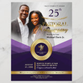 Paarse en gouden pastoraal Jubileum Flyer (Voorkant)