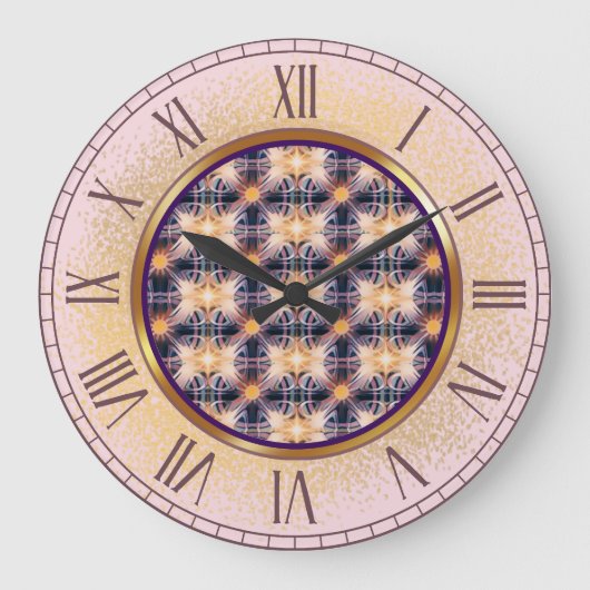 Paarse en gouden patronen van lichte wandklok (Voorkant)