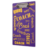 Paarse en gouden persoonlijke Coach Gift Name Art Klembord (Links)