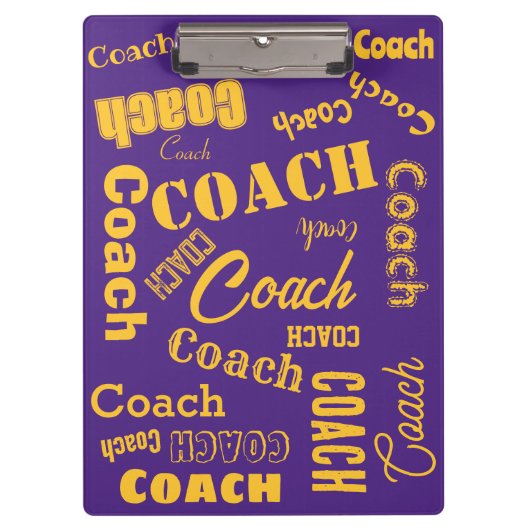 Paarse en gouden persoonlijke Coach Gift Name Art Klembord (Voorkant)