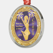 Paarse en gouden persoonlijke kerstcadeautjes metalen ornament (Links)