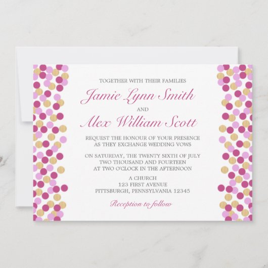 Paarse en gouden pootweddenuitnodiging kaart (Voorkant)