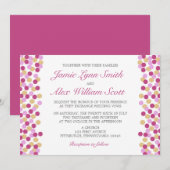 Paarse en gouden pootweddenuitnodiging kaart (Voorkant / Achterkant)