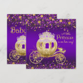 Paarse en gouden Princess Carriage Baby shower Kaart (Voorkant / Achterkant)