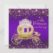 Paarse en gouden Princess Carriage Baby shower Kaart (Voorkant)