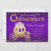 Paarse en gouden prinses Quinceanera Kaart (Voorkant)