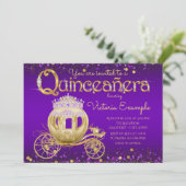 Paarse en gouden prinses Quinceanera Kaart (Staand voorkant)