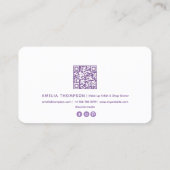  Paarse en gouden professionele QR-code Visitekaartje (Achterkant)
