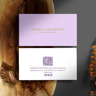  Paarse en gouden professionele QR-code Visitekaartje