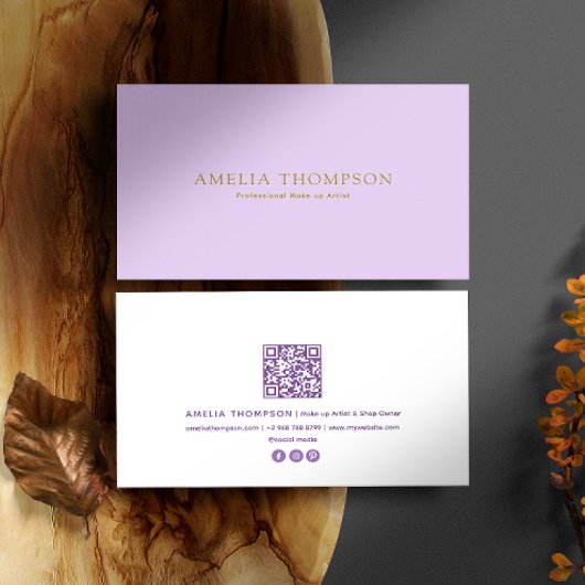  Paarse en gouden professionele QR-code Visitekaartje