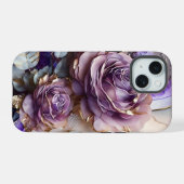 Paarse en gouden reus Rozen iPhone 15 Case (Achterkant horizontaal)
