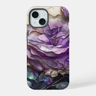 Paarse en Gouden Reuzenrozen iPhone 15 Case