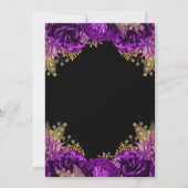 Paarse en Gouden Rozen Bloemige Trouw Kaart (Achterkant)