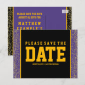 Paarse en Gouden Save the Date Kaarten (Voorkant / Achterkant)