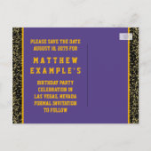 Paarse en Gouden Save the Date Kaarten (Achterkant)