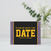 Paarse en Gouden Save the Date Kaarten (Staand voorkant)