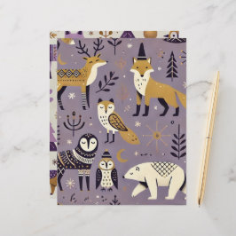 Paarse en gouden Scandinavische dieren Scrapbook