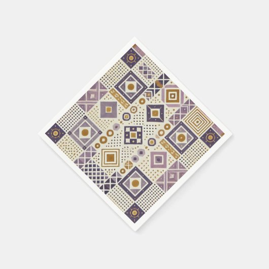 Paarse en gouden Scandinavische geometrische decou Servet (Hoek)
