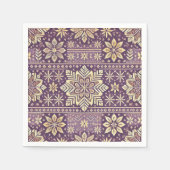 Paarse en gouden Scandinavische winterdecoupage Servet (Voorkant)
