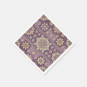 Paarse en gouden Scandinavische winterdecoupage Servet (Hoek)
