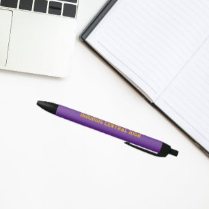 Paarse en gouden schoolkleuren en naam zwarte inkt pen