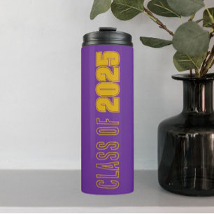 Paarse en gouden schoolkleuren klasjaar thermosbeker