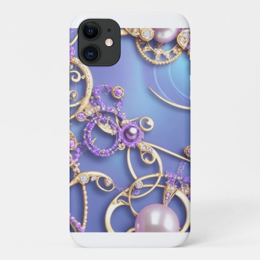 Paarse en Gouden Sierontwerp Case-Mate iPhone Case (Achterkant)