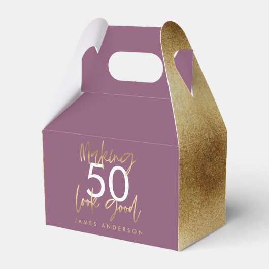 paarse en gouden simpele elegante moderne Favor Bo Bedankdoosjes (Voorkant Zijde)