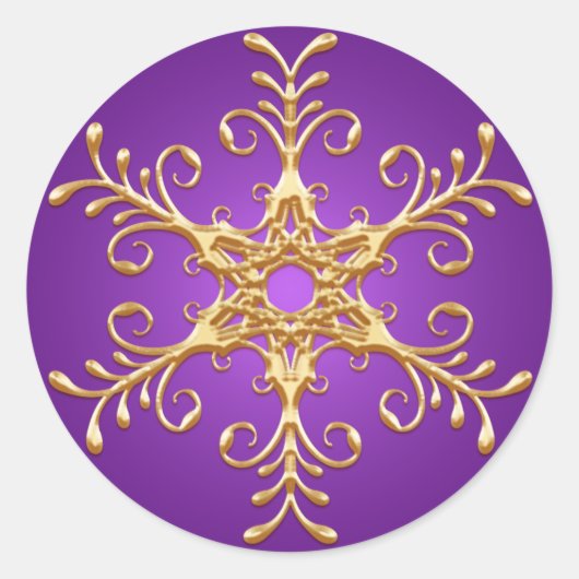 Paarse en gouden sneeuwvlok Sticker (Voorkant)