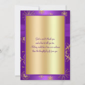 Paarse en gouden sneeuwvlokken bedankkaart (Achterkant)