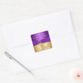 Paarse en gouden sneeuwvlokken bruiloft gunst Stic Vierkante Sticker (Envelop)