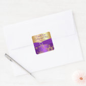 Paarse en gouden sneeuwvlokken bruiloft gunst Stic Vierkante Sticker (Envelop)