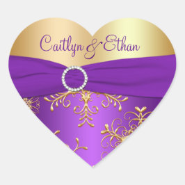 Paarse en gouden sneeuwvlokken bruiloft Sticker