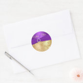 Paarse en gouden sneeuwvlokken bruiloft Sticker (Envelop)