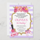 Paarse en gouden Spa Sleepover verjaardagsfeest Kaart (Voorkant)