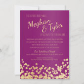 Paarse en gouden sprankelende bruiloft kaart (Voorkant)