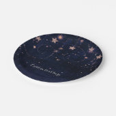 Paarse en gouden sterrenhemel grillig feest papieren bordje (Gekanteld)