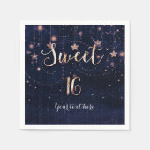 Paarse en gouden sterrenhemel Sweet 16 Party Servetten (Voorkant)