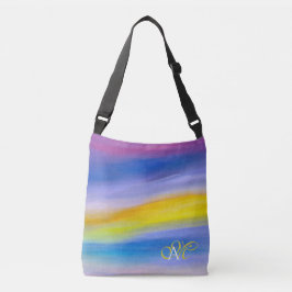 Paarse en Gouden Straal Abstract Crossbody Tas