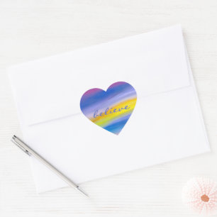 Paarse en Gouden Straal Abstract Hart Sticker